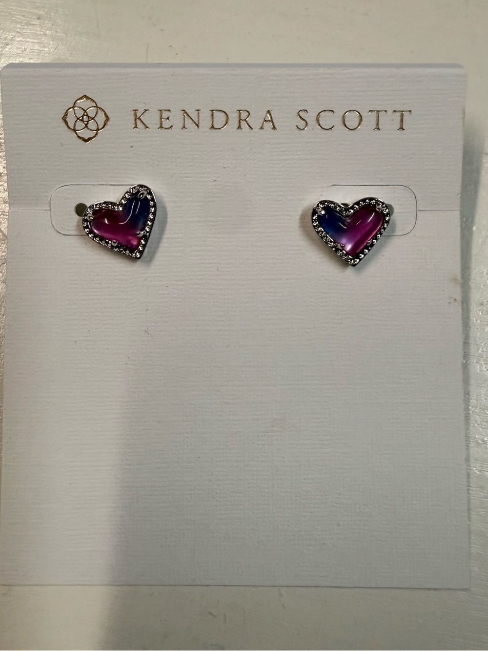 Kendra Scott Purple-Pink Gradient Heart Stud Earrings